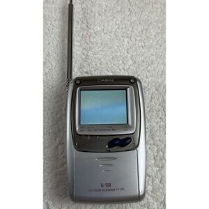 Television hand held Casio Ti-Stn TV-970 Silver LCD Color Portable w/Case Tested